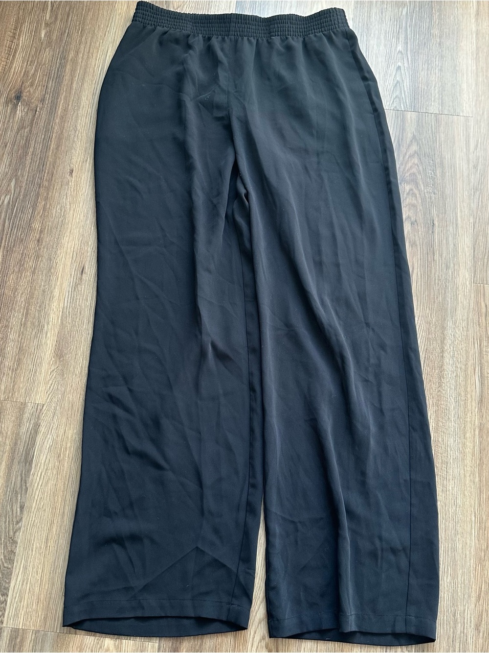 Babaton Tribute Wide Leg Pull On Pant Black Large Crepe Drape Stretch Versatile